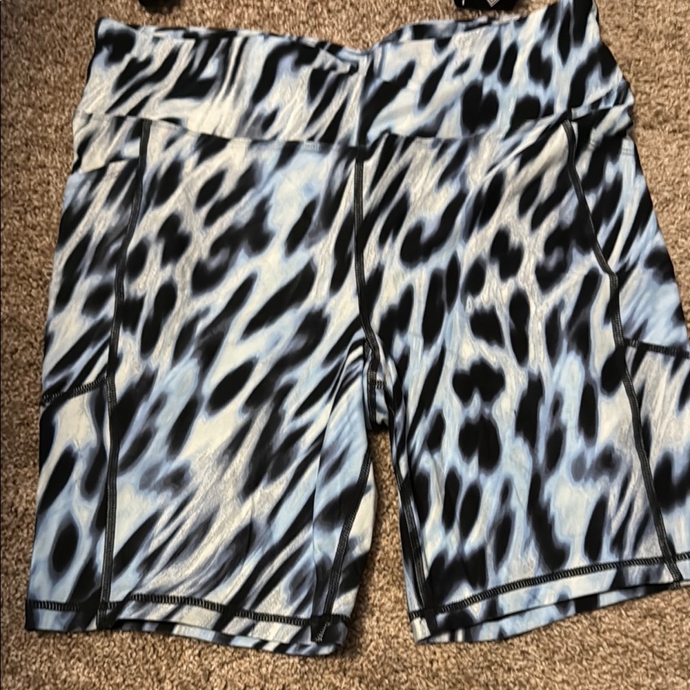LuLaRoe Black and White Athletic Shorts with Abstract Print